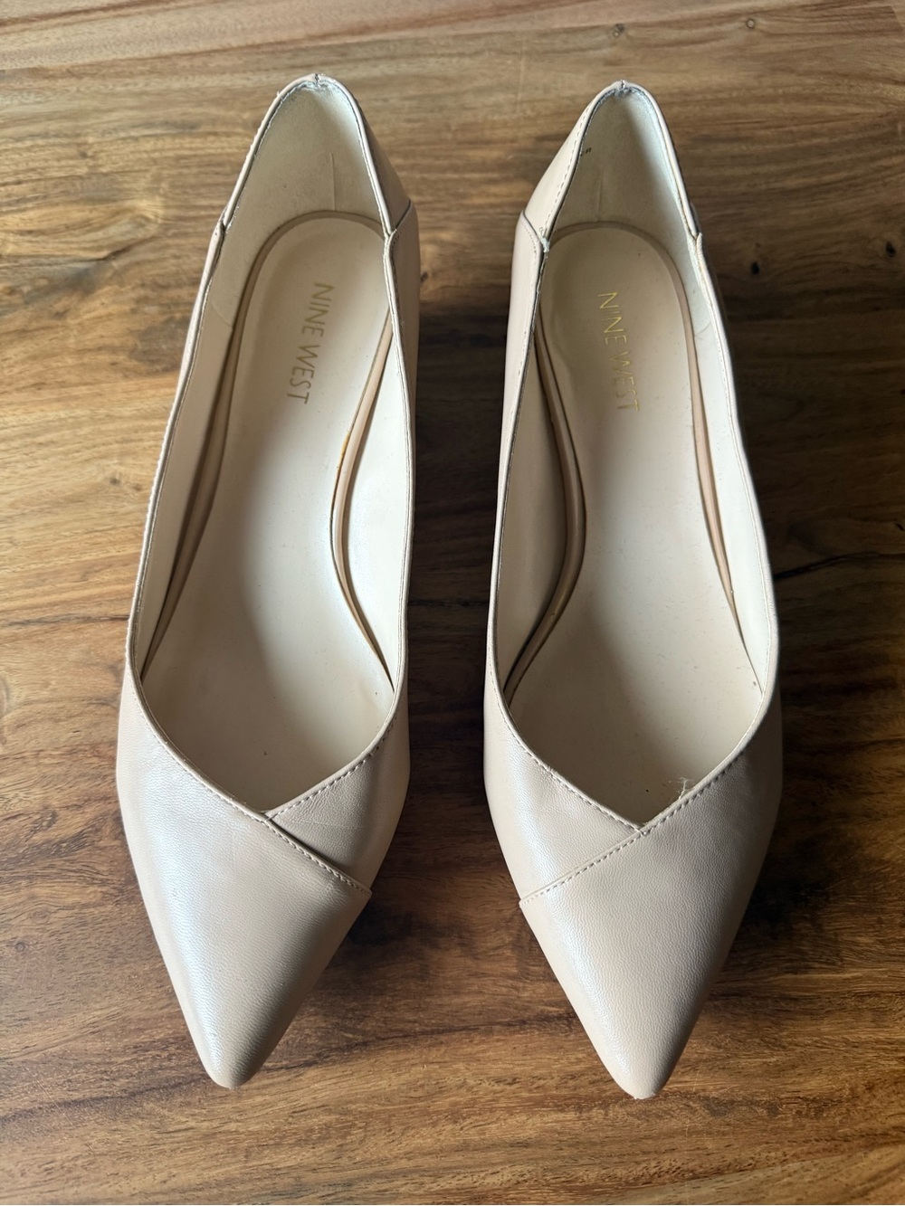 Nine West Nude Pointed Toe Wedge Flats
